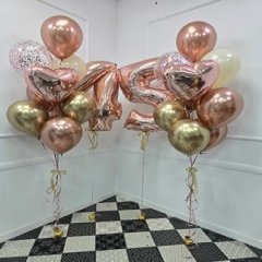 Композиция из шаров "Розовое золото" хром фай
