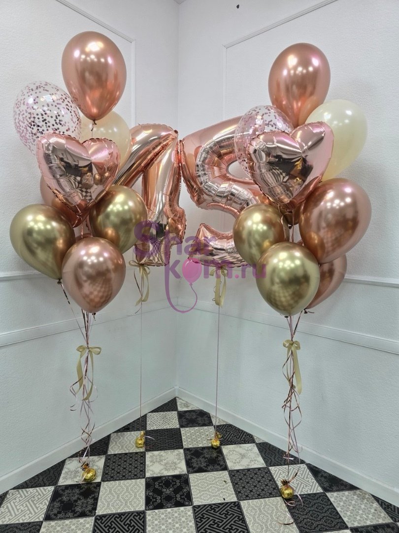 Композиция из шаров "Розовое золото" хром фай