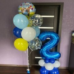 Композиция из шаров "Любимый персонаж и цифра"