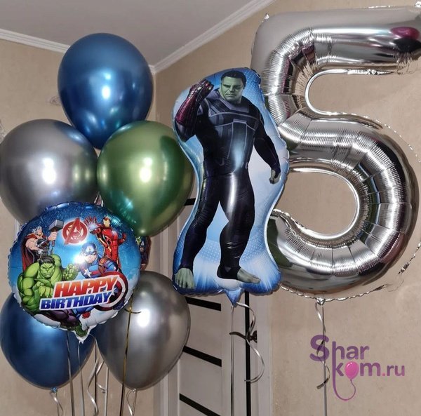Композиция из шаров "Халк на 5 лет"