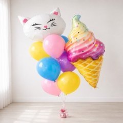 Композиция из шаров "Котёнок с мороженым"