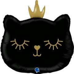 Фигура "Котенок с короной", черный, 66 см