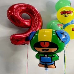 Композиция из шаров "Бравл Старс на 9 лет"