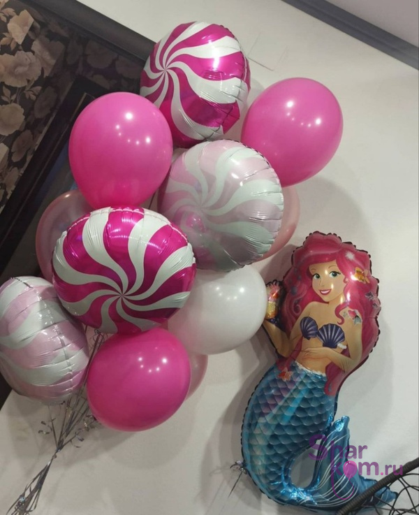 Композиция из шаров "Русалочка и леденцы"