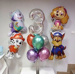 Композиция из шаров "Щенки на 3 годика"