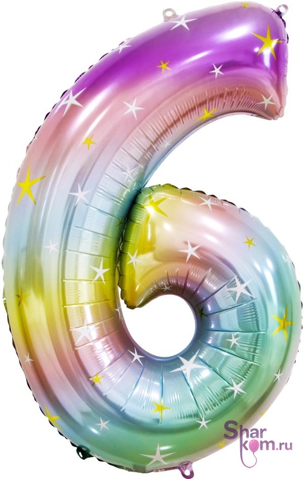 Цифра "6" Радужные искры