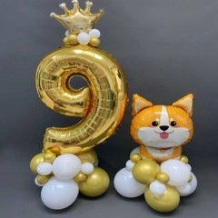 Композиция из шаров "Корги на 9 лет"