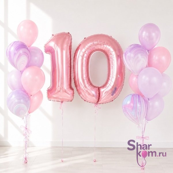 Композиция из шаров "Нежное 10-летие"