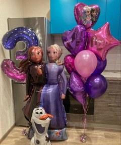 Композиция из шаров "Холодное сердце", розовый/фиолетовый