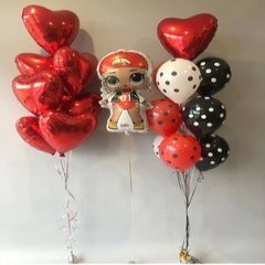 Композиция из шаров "Куколка ЛОЛ", красный