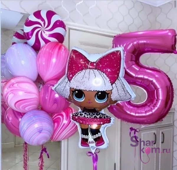 Композиция из шаров "Кукла ЛОЛ на 5 лет"