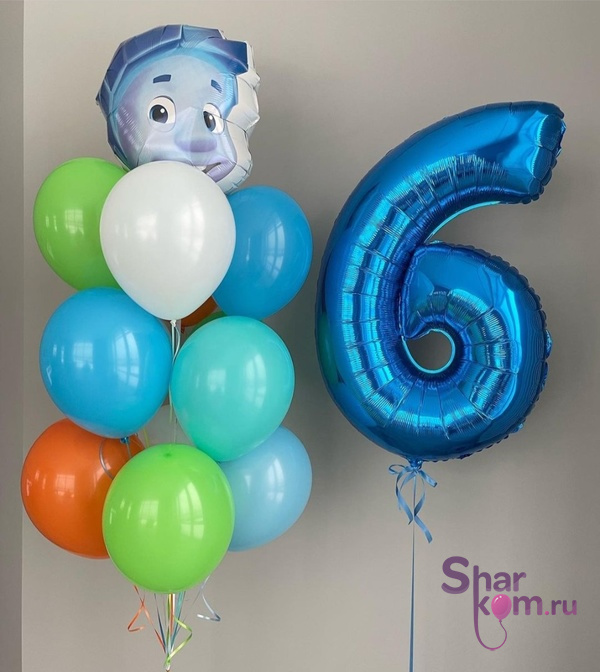 Композиция из шаров "Нолик на 6 лет"