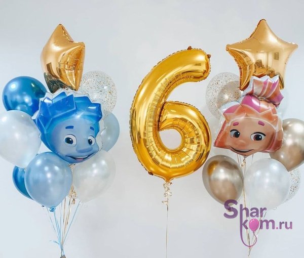 Композиция из шаров "Фиксики на 6 лет"