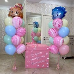 Коробка с шарами Сюрприз "Розовые агаты"