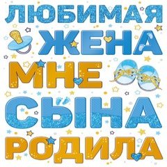 Наклейка на авто "Любимая жена мне сына родила!"