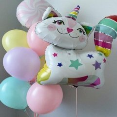 Композиция из шаров "Кошечка радуга"