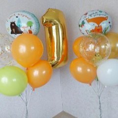 Композиция из шаров "1 год с лесными зверушками"