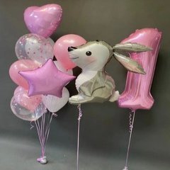 Композиция из шаров "Розовая зайка"