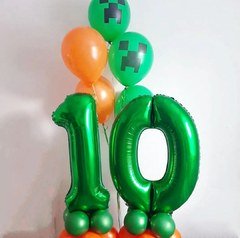 Композиция из шаров "На 10 лет в стиле майнкрафт"