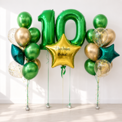 Композиция из шаров "Зеленый сет на 10 лет"