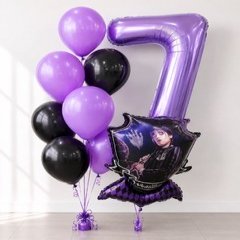 Композиция из шаров "Уэнсдей (Wensday) на 7 лет"