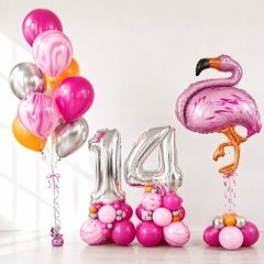 Композиция из шаров "Фламинго на 14 лет"