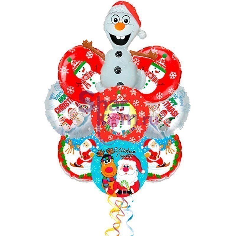 Композиция из шаров "Веселый снеговик"