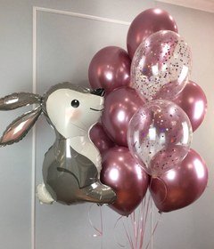 Композиция из шаров "Заяц и розовый хром"