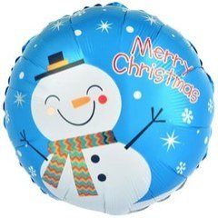 Фольгированный Круг "Счастливый снеговик"