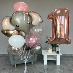 Композиция из шаров "Слон и розовое золото"