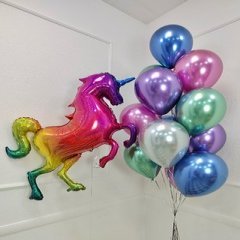 Композиция из шаров "Радужный единорог голография"