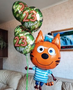 Композиция из шаров "Коржик на 23 февраля"