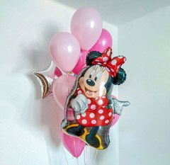 Фонтан из шаров "Минни Маус в розовом облаке"