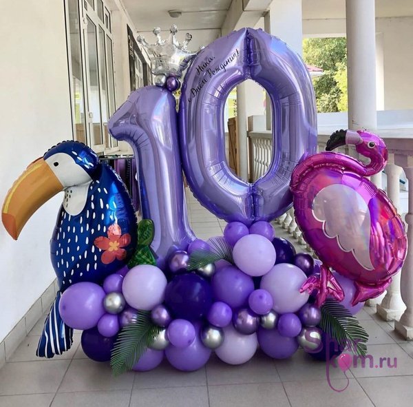 Стойка из шаров "Птицы на 10 лет"
