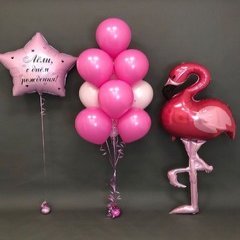 Композиция из шаров "Фламинго и звезда"