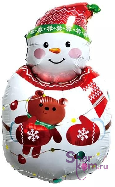 Фигура "Снеговик с плюшевым мишкой"