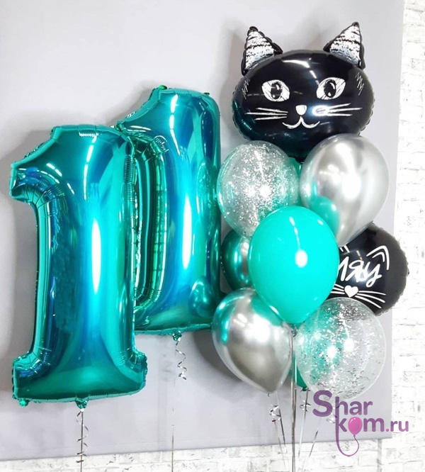 Композиция из шаров "Котенок на 11 лет"