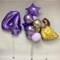 Композиция из шаров "Фиолетовый сет с красавицей Белль"