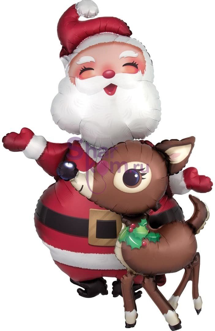 Ходячая фигура "Санта с оленем" - 94 см.