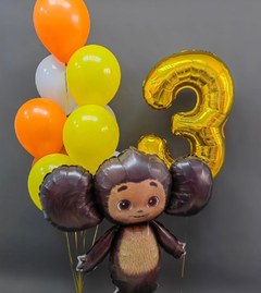 Композиция из шаров "Чебурашка на 3 годика"