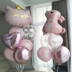 Фонтаны из шаров "Котенок и зайка"