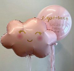 Композиция из шаров "Облачко и зеркальный шар"
