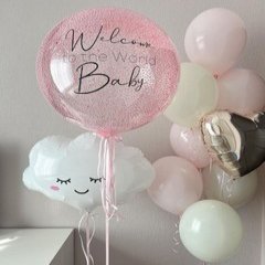 Композиция из шаров "Нежный Баблс на выписку девочки"