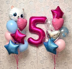 Композиция из шаров "Котёнок на 5 лет"
