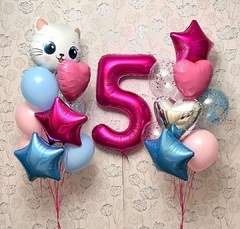 Композиция из шаров "Котёнок на 5 лет"