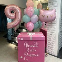 Коробка с шарами Сюрприз "Ваниль с кошечкой"