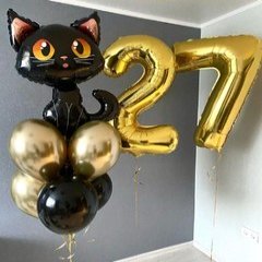 Композиция из шаров "На 27 лет с котенком"