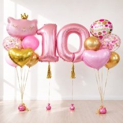 Композиция из шаров "Кошка на 10 лет"