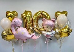 Композиция из шаров "Динозавр и фея"