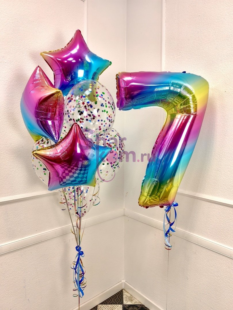Композиция из шаров "Радужный сет на 7 лет"